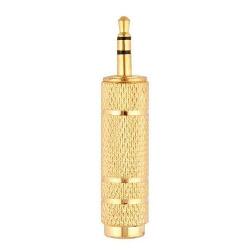 Picture of 6.5 mm Female Plug To 3.5mm Male Connector Amplifier Audio Adapter Microphone Aux 6.3, 3.5 mm Converter-Gold