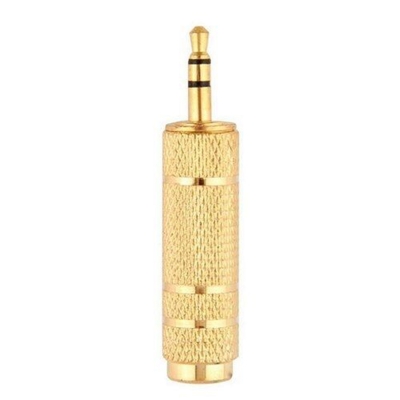 Picture of 6.5 mm Female Plug To 3.5mm Male Connector Amplifier Audio Adapter Microphone Aux 6.3, 3.5 mm Converter-Gold