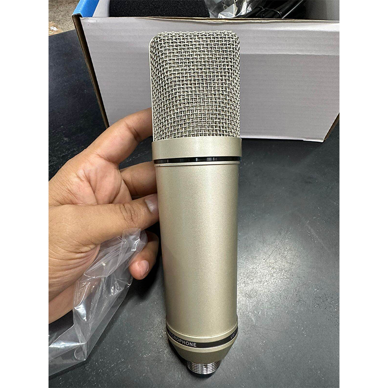 Picture of U87 Microphone Voice Microphone Condenser Microphone Live Microphone for Live/Show, White-Silver
