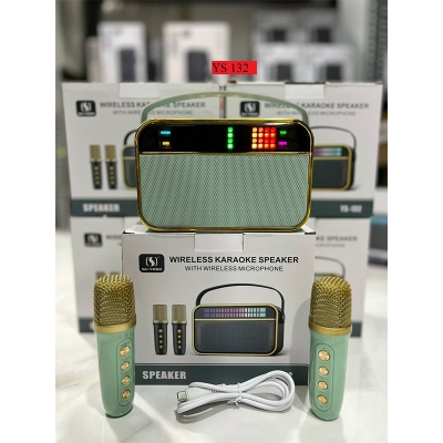 Picture of Karaoke Bluetooth Speaker YS-132 / 2 Microphone Wireless  Colorful Light Loudspeaker Portable Player-Multicolor
