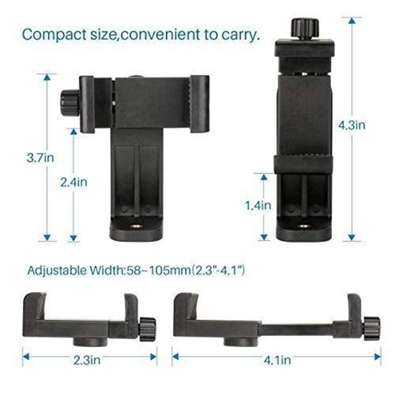 Picture of Universal Tripod Mount Vertical Bracket Smartphone Holder Phone 360 Degree Clip Clipper Tripod Adapter Screw Adapter Rotatable Digital Camera Bracket Selfie Lens Monopod-Black