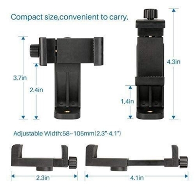 Picture of Universal Tripod Mount Vertical Bracket Smartphone Holder Phone 360 Degree Clip Clipper Tripod Adapter Screw Adapter Rotatable Digital Camera Bracket Selfie Lens Monopod-Black