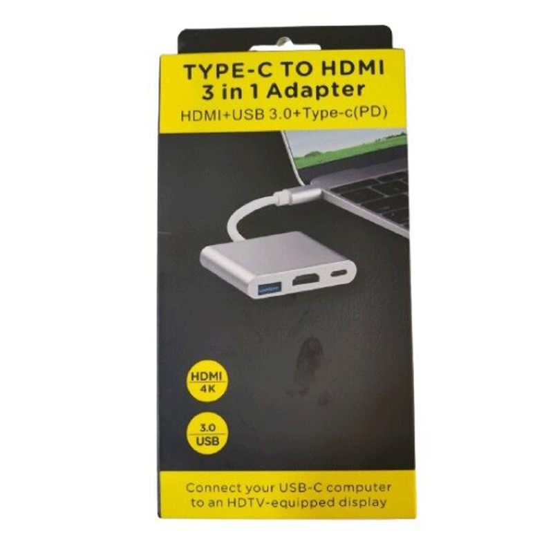 Picture of Type C to HDMI with PD Charging and USB 3.0 Adapter-Grey