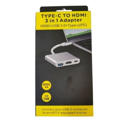 Picture of Type C to HDMI with PD Charging and USB 3.0 Adapter-Grey
