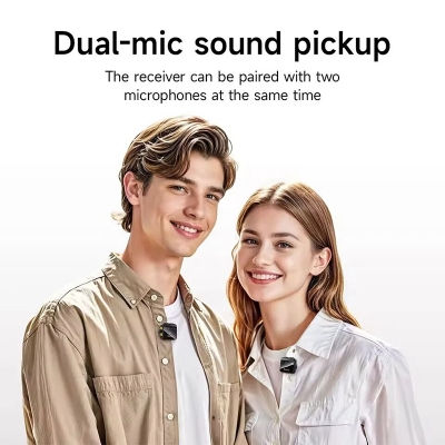 Picture of Hoco L17 Dual-Mic Magnetic Lavalier Wireless Digital Omnidirectional electret microphone (Lighting & Type-C)-Black