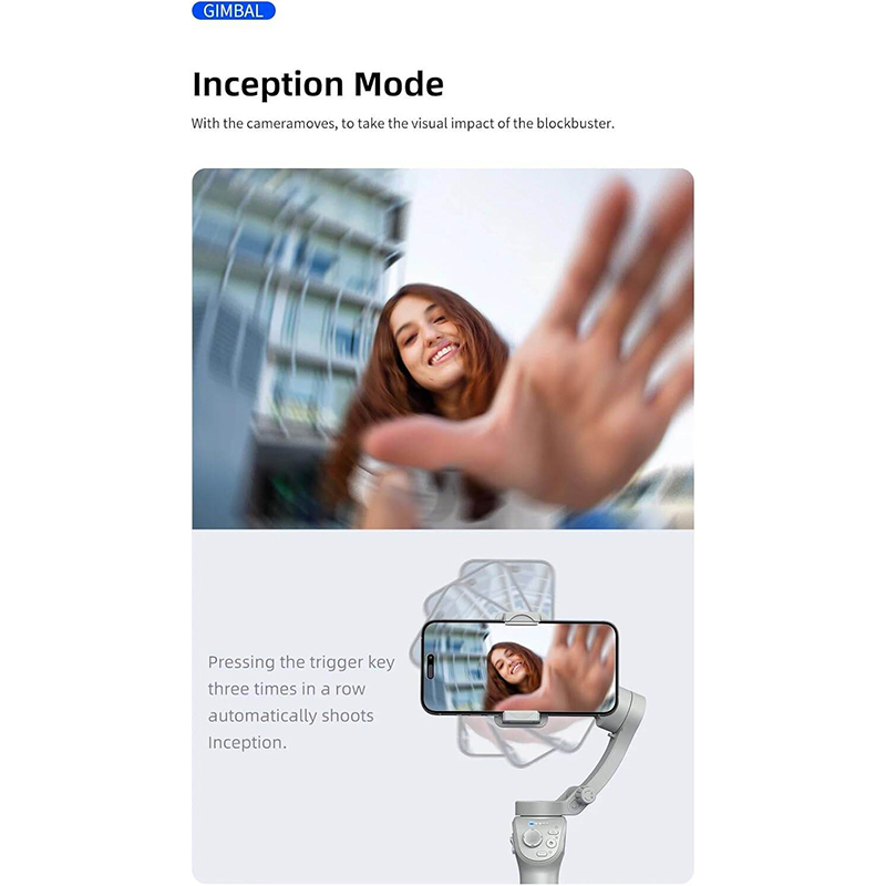 Picture of TOKQI M01 3-Axis Anti-Shake Handheld Gimbal Phone Stabilizer Foldable Holder Selfie Tripod with Fill Light for iPhone Smartphone-Black