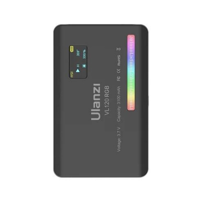 Picture of Ulanzi VL120 RGB Mini LED Video Light 2500K-9000K Photography Fill-In Light Dimmable CRI95+ 20 Lighting Effects Built-in Rechargeable Battery-Black