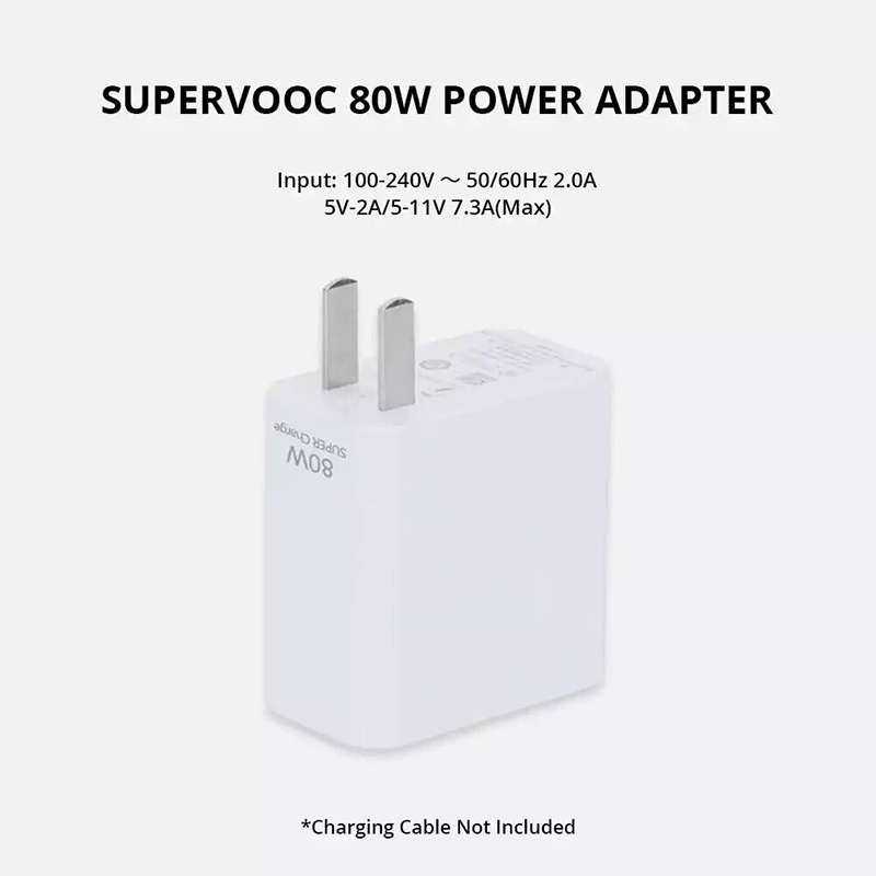 Picture of 80W SuperVooc Charger for OnePlus 10 Pro/10R, 65W Warp Charger for OnePlus 9 Pro/8T/Nord 2T/9R/9RT-White