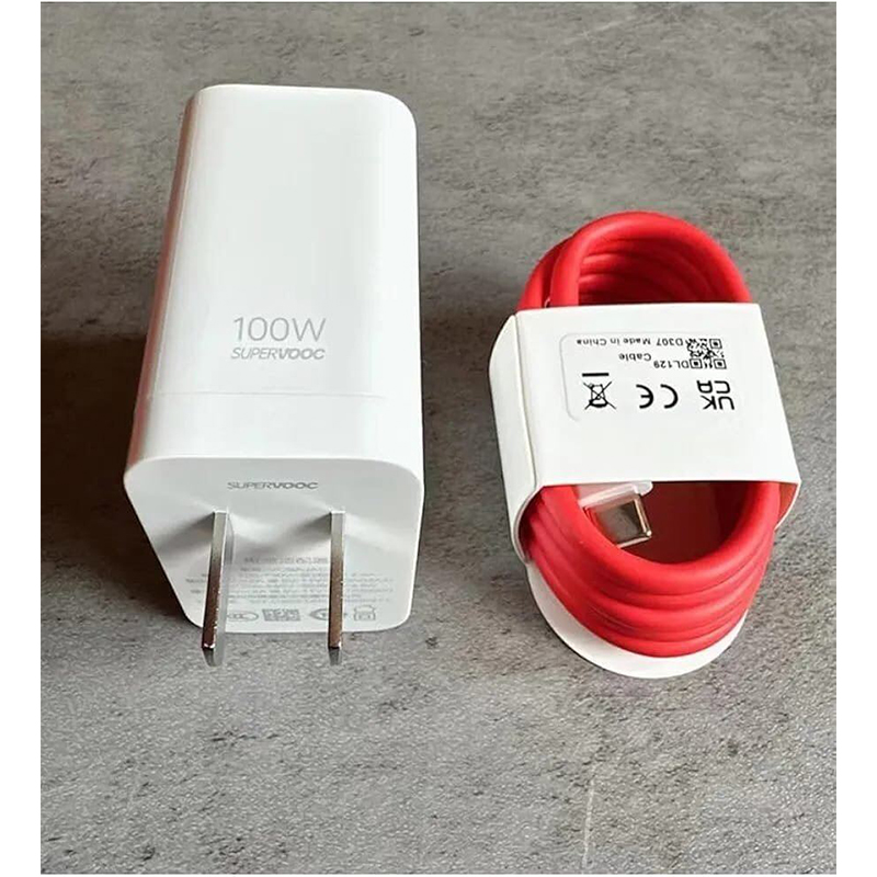 Picture of OnePlus Wrap charger 100W Power Adapter with USB-A to USB-C Fast data Cable-White