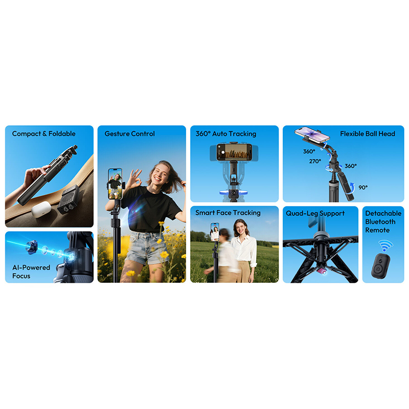 Picture of ULANZI TT23 64" Auto Face Tracking Tripod for iPhone/Android with Remote-Black
