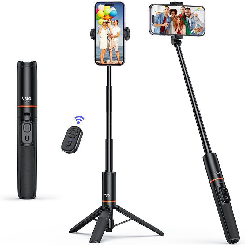 Picture of VRIG TP19 Selfie Stick with Tripod Wireless Remote Extendable Phone Tripod Stand-Black