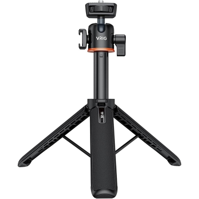 Picture of VRIG TP-06 Tripod Stand Selfie Stick Aluminum Alloy with 1/4 Inch Screw Cold Shoe Mount 360° Rotatable 1.5kg Load Capacity-Black