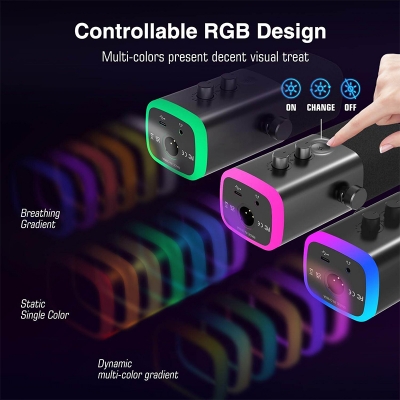 Picture of FIFINE AM8 Dynamic Microphone with RGB Control/Headphone Jack/Mute,MIC for PC Gaming Recording Streaming Easy to Use-Black