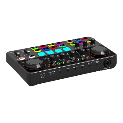 Picture of P300 Live Sound Card Audio Mixer Podcasting for Youtube DJ Live Streaming Phone Computer PC-Black