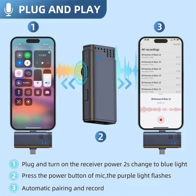 Picture of Jmary MW-16 2.4G Wireless Dual 3 in 1 Wireless Lapel Microphone For iPhone Type C DSLR-Black
