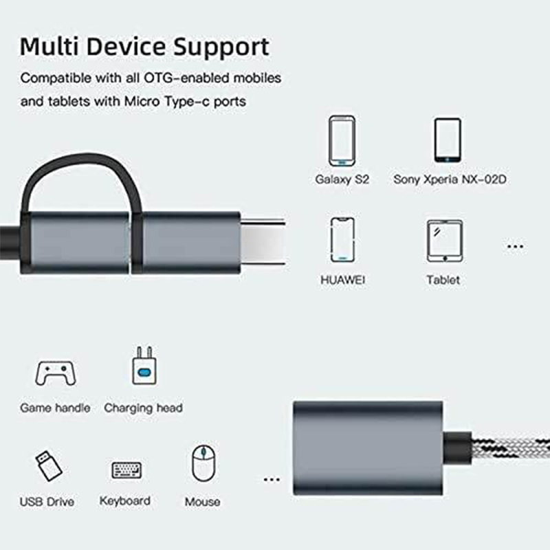 Picture of 2 In 1 USB 3.0 OTG Adapter Cable Type-C Micro USB To USB 3.0 Interface Charging Cable Line-Multicolor