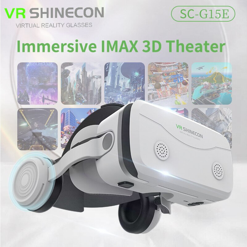 Picture of SHINECON Vr G15E Within 4.7-7 inch Screen Generation Smart Mobile Phone 3D Cinema Virtual Reality Vr Glasses Headset with Earphones for TV, Movies & Video Games-White