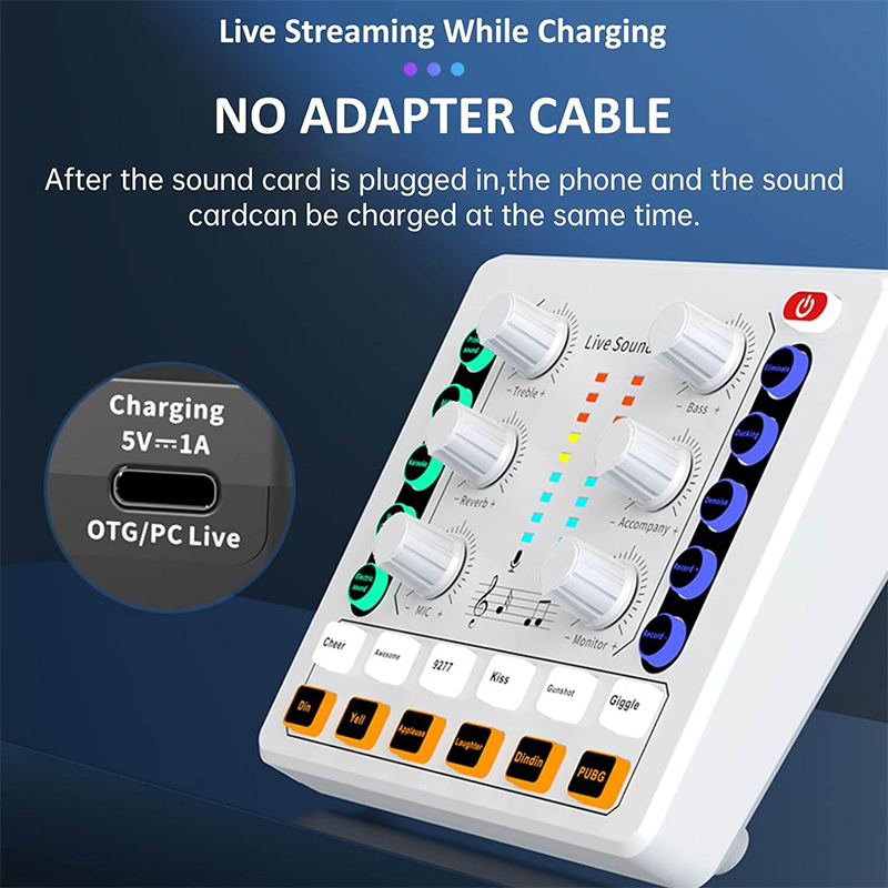 Picture of Live Sound Card M8 Wireless Bluetooth Audio Mixer Digital Mixer Noise Reduction Live Streaming Broadcast-Multicolor