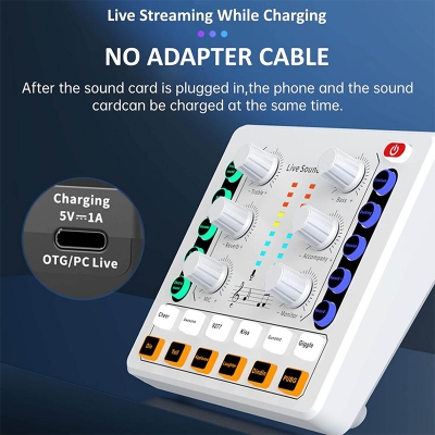 Picture of Live Sound Card M8 Wireless Bluetooth Audio Mixer Digital Mixer Noise Reduction Live Streaming Broadcast-Multicolor