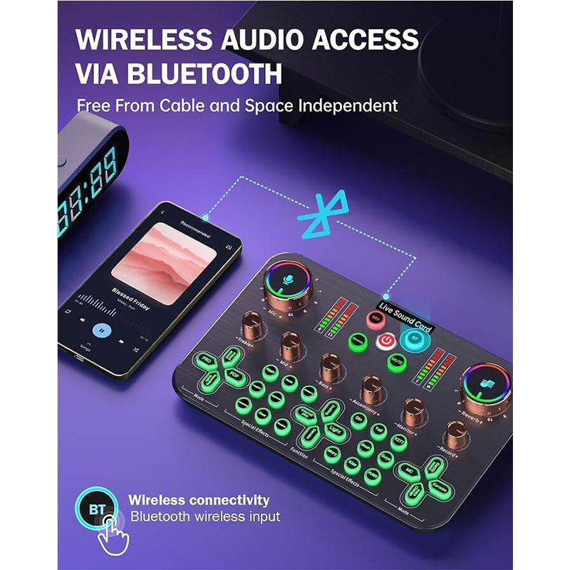 Picture of Sound Card K600 Professional Live Streaming Equipment Parts Audio Accessories Sound Card Mixer Cell Phone Universal Computer-Black