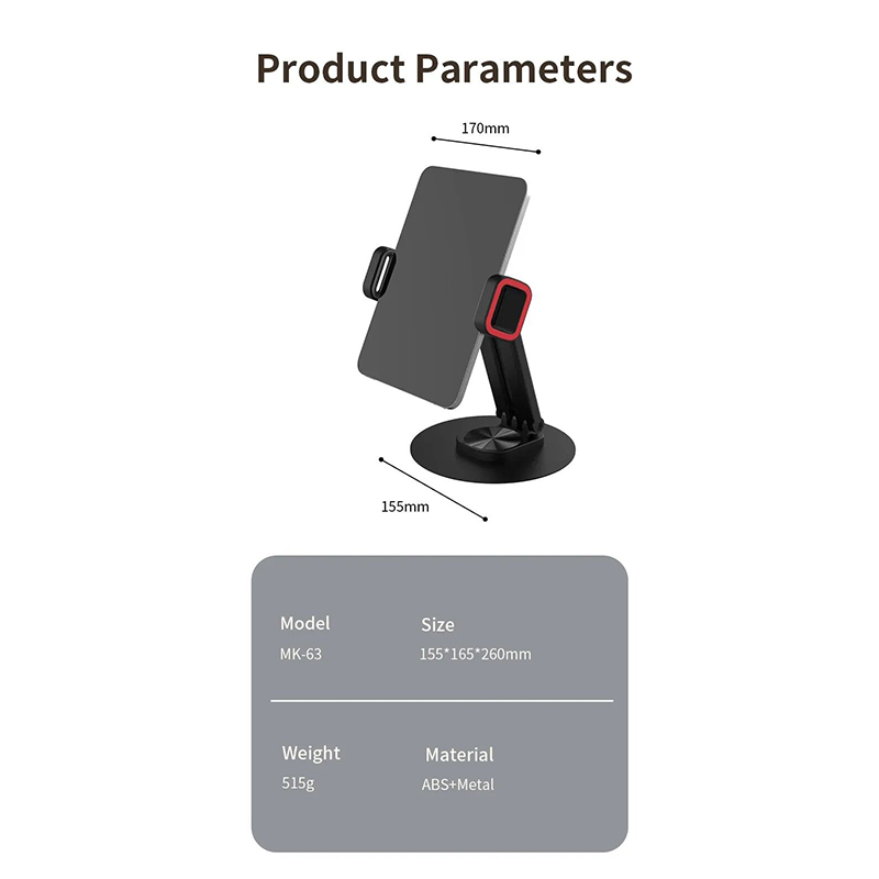 Picture of JMARY MK-63 360 Degree Rotating Foldable Desktop Stand Holder for Phone/Tablet-Black