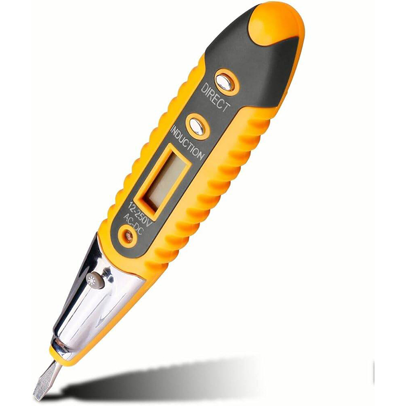 Picture of Voltage Tester Digital AC DC 12-220V Non-Contact Voltage Detector Tester Pen With Night Sight Induction Test Multi Sensor LCD Display Voltmeter-Yellow