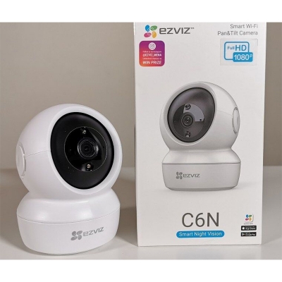 Picture of EZVIZ C6N Wireless Full HD 360⁰ Home Camera 1080P with Night Vision Indoor Home, Smart IR, Motion Detection, Auto Tracking, Baby/Pet Monitor, 2-Way Audio, Works with Alexa and Google-White