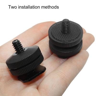 Picture of 1/4 Inch Hot Shoe Mount Adapter LUORNG 3PCS 1/4 Inch Dual Nuts Tripod Mount Screw to Flash Camera Hot Shoe Adapter for DSLR Camera Rig-Black