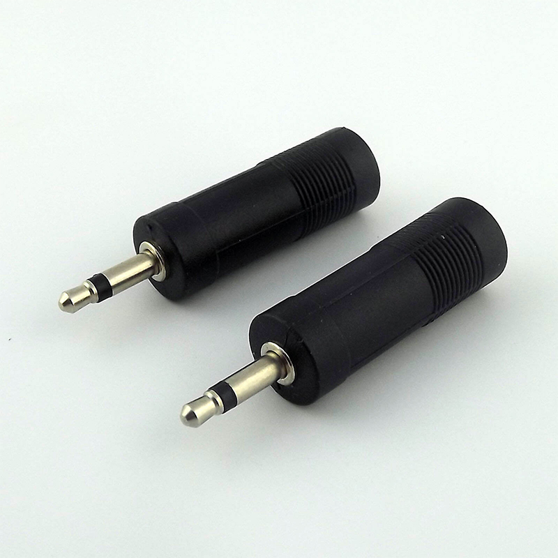 Picture of Plastic Female PL 6.35mm Jack to Male 3.5mm TS Mono Plug Connector Adapter Audio Converter Mic Microphone Input Output Adaptor Reducer Interface PL PL55 PL 55 6.5mm 1/4in 1/4 Stereo Headphone Head phone Jack AUX-Black