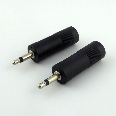 Picture of Plastic Female PL 6.35mm Jack to Male 3.5mm TS Mono Plug Connector Adapter Audio Converter Mic Microphone Input Output Adaptor Reducer Interface PL PL55 PL 55 6.5mm 1/4in 1/4 Stereo Headphone Head phone Jack AUX-Black