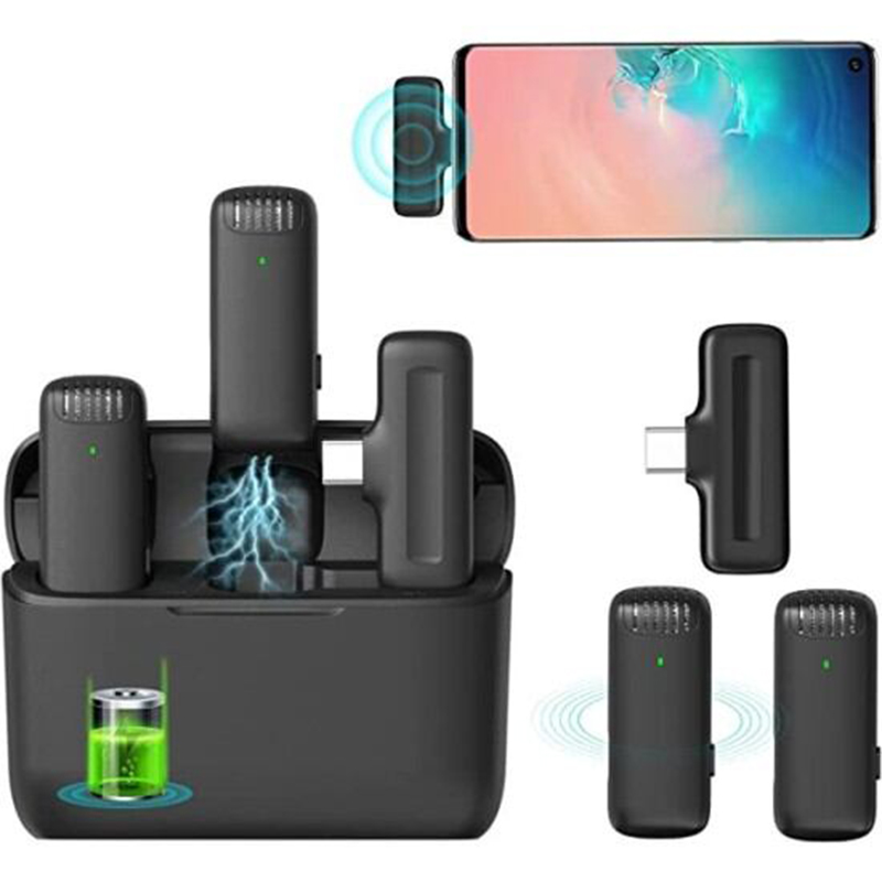 Picture of High-Performance - Ulanzi J12 Dual Wireless Microphone for Android with Type-C Mobile Charging Case - Sleek Usage-Multicolor