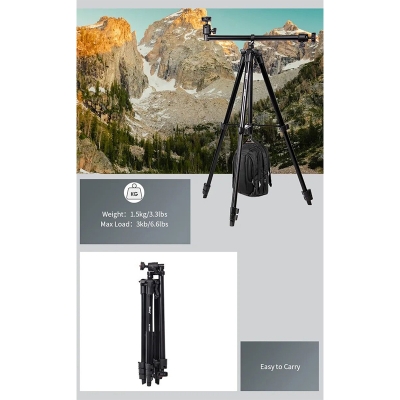 Picture of Jmary KP-2207 Professional Heavy Duty Aluminum Extendable Tripod with Mobile Holder- Black-Black