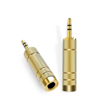 Picture of Golden Microphone 6.5mm Female to 3.5mm male Stereo Jack Audio Adapter Converter - 1pcs-Gold