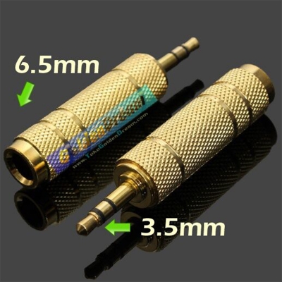 Picture of 6.5 mm Female Plug To 3.5mm Male Connector Amplifier Audio Adapter Microphone Aux 6.3, 3.5 mm Converter-Gold