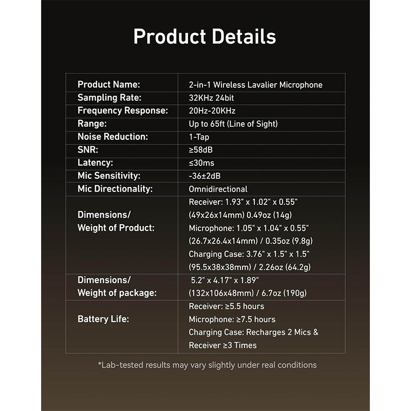 Picture of TELESIN Wireless Lavalier Microphone with Charging Case for Video Recording Type C /Samrt Phone/PC/Laptop/Camera