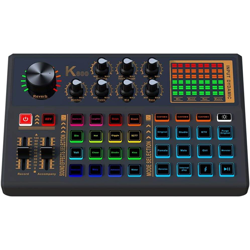 Picture of K800 Live Soundcard With 3 Custom Effects With 48v Phantom Power XLR Input-Black