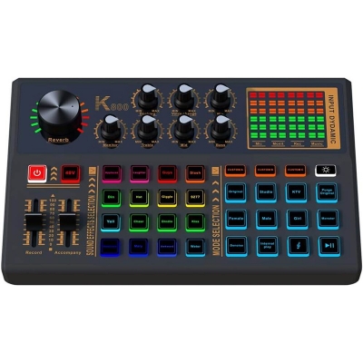 Picture of K800 Live Soundcard With 3 Custom Effects With 48v Phantom Power XLR Input-Black