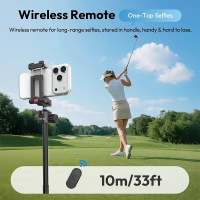 Picture of ULANZI MT-44B Phone Tripod, 59'' Auto Open Phone Stand with Dual Camera Set up, 360° Ball Head, Extendable Selfie Stick w Cold Shoe for Filming/Selfie in Vlog, Family Gatherings, Black Visit the ULANZI Store-Black