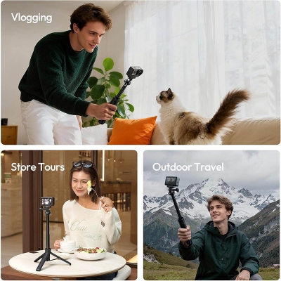 Picture of ULANZI MT92 Action Camera Selfie Stick Tripod 23.62", Portable Adjustable Vlog Handle Grip with Neck Lanyard for GoPro Hero 13/12/11/10/9/8/7/6, AKASO, DJI Osmo Action 6/5 Pro/4/3, Insta360-Black