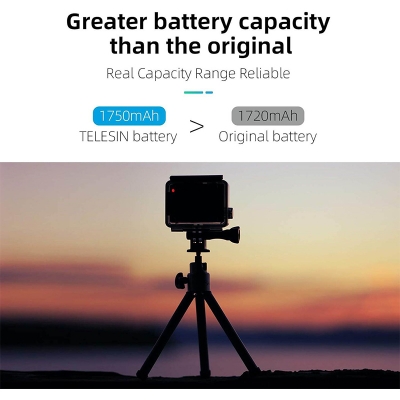 Picture of TELESIN Battery Charger Fast Charging for GoPro Hero12 11 10 9 Black Accessories Action Cameras-White
