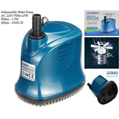 Picture of 25 Watt  Submersible water Pump ac220-240Volt, flow Max 1800L/H, hight max 1.5M SOBO WP-200D For Aquarium Pump Filter Pump-Multicolor