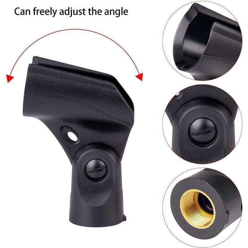 Picture of Microphone Clip Holder with Nut Adapter, 5/8"  or 20-25mm Thread Converter for Performance, Podcasting, Recording Mic Clips for Stand Accessories-Black
