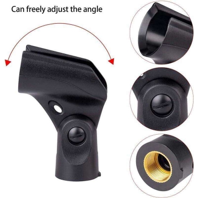 Picture of Microphone Clip Holder with Nut Adapter, 5/8"  or 20-25mm Thread Converter for Performance, Podcasting, Recording Mic Clips for Stand Accessories-Black