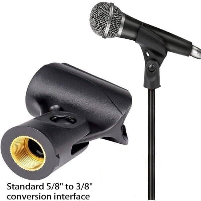 Picture of Microphone Clip Holder with Nut Adapter, 5/8"  or 20-25mm Thread Converter for Performance, Podcasting, Recording Mic Clips for Stand Accessories-Black