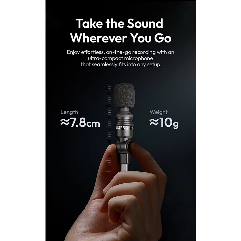 Picture of ​Ulanzi AM23 Type-C Mini Mic 360° Pickup Microphone Angle Adjustable Mic for Mac Min Smartphone Laptop Tablet-Black