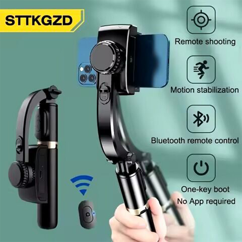 Picture of Q08 Gimbal Stabilizer Bluetooth Remote Control Tripod Selfie Stick-Black