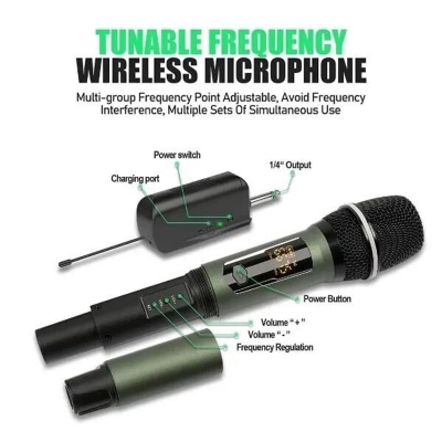 Picture of SHENGFU CP-113CD Professional Rechargeable UHF Wireless Microphone Studio universal microphone hot selling wireless microphone-Black