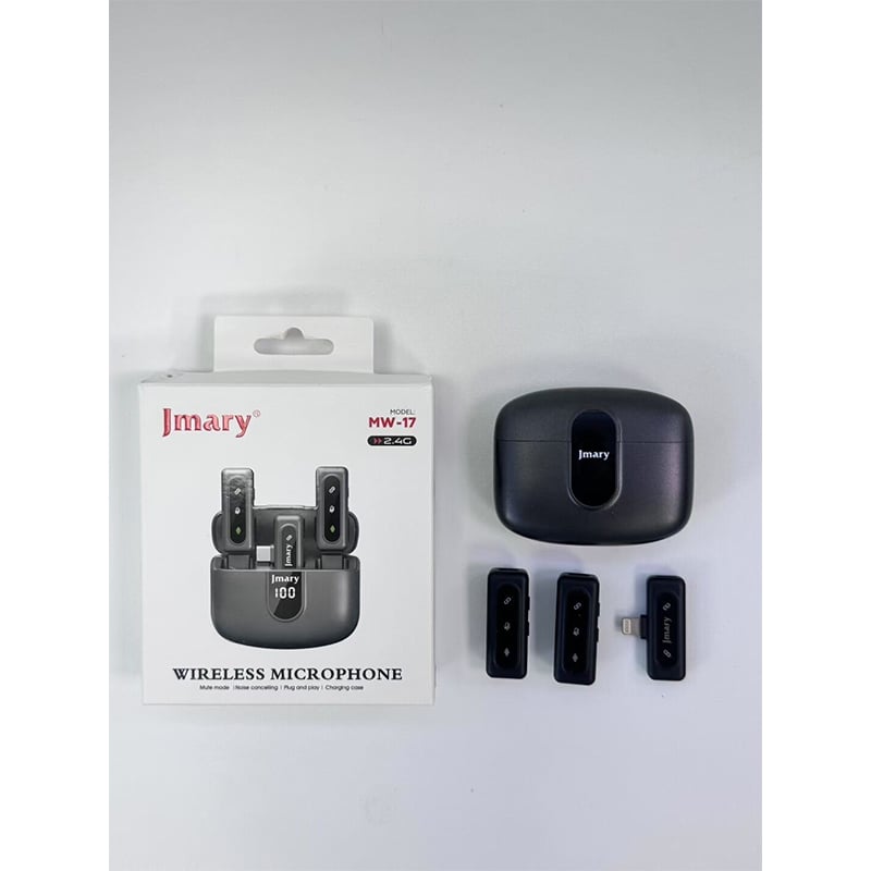 Picture of Jmary MW-17 2.4G Wireless Microphone for Mobile (Type-C Or  Lighting) With Charging Case Black
