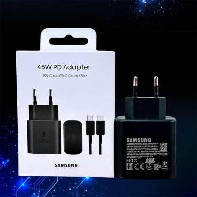 Picture of Samsung  45W PD Power Adapter Charger Super Fast Charge Genuine CERTIFIED Official Adapter For For Galaxy S23 S24 Ultra Z Fold 5 4 3 Flip 5 4 3-Black