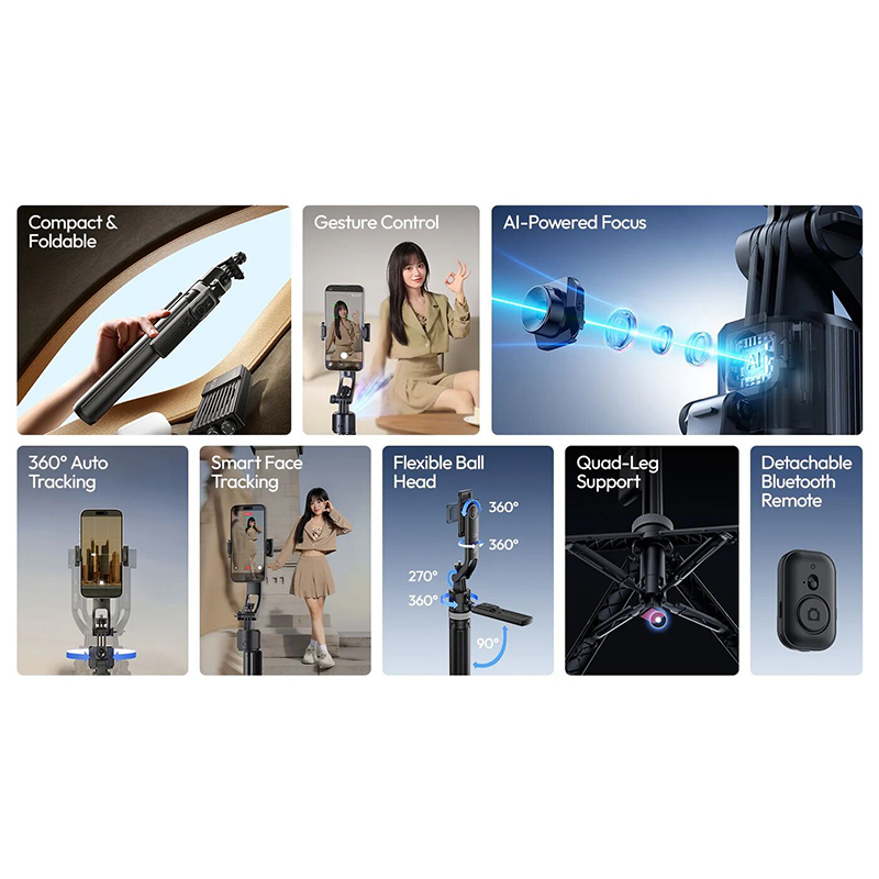 Picture of ULANZI TT23 64" Auto Face Tracking Tripod for iPhone/Android with Remote-Black